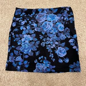 Express blue floral mini skirt